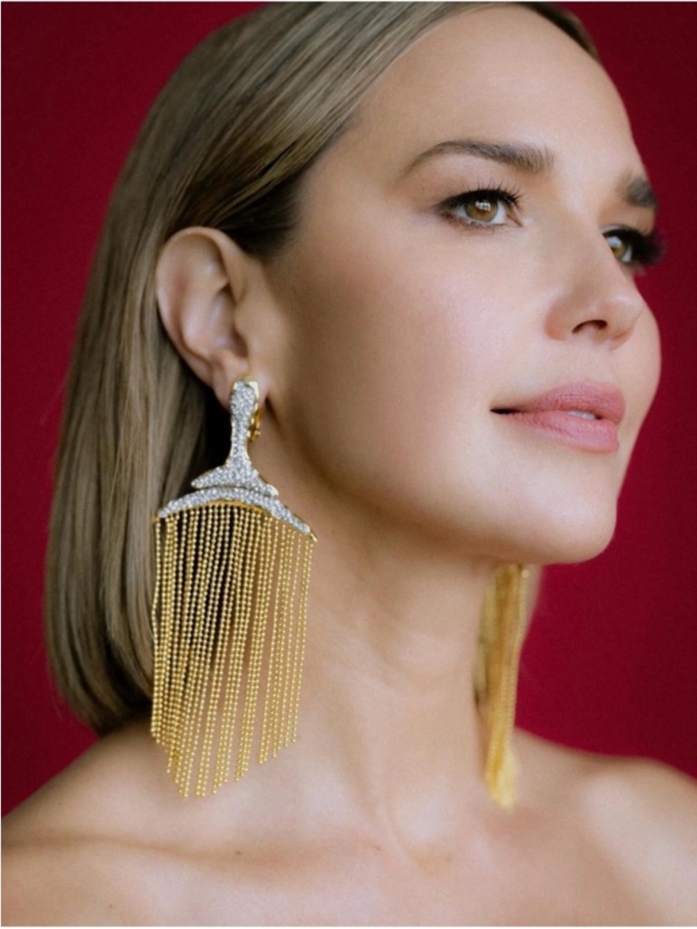 ALEXIS BITTAR Solanales Crystal Curtain Fringe Chandelier Large Earrings